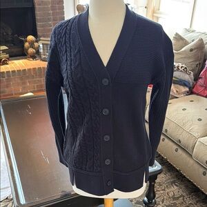 CAbi Classic Navy Textured Cardigan
